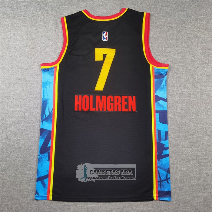 Camiseta Oklahoma City Thunder Chet Holmgren NO 7 Ciudad 2024-25 Negro